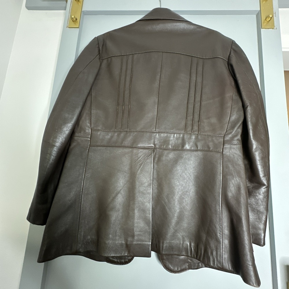 Vintage Imperial Jacket Mens Sz 40 Brown Button Front Collar 100% Leather 1980s - Picture 12 of 16